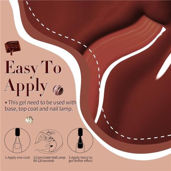 Fall & Winter Gel Nail Polish Set – Burgundy, Wine, Caramel, Coffee – 6PCS, 7ML - Picture 7 of 8